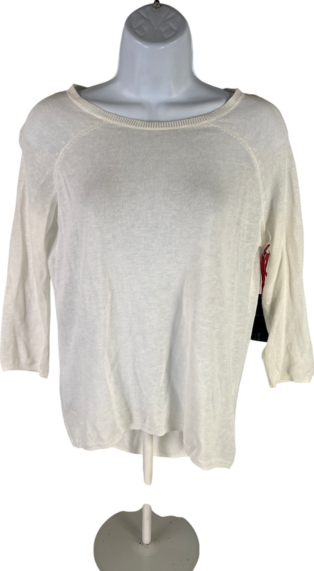 NEW Cynthia Rowley Women’s White 3/4 Sleeve Semi-Sheer Linen Blend Sweater - S