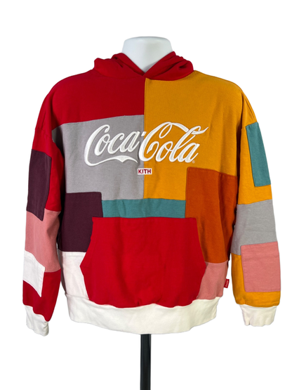 Kith Coca-Cola Men's Red Patchwork Long Sleeve Pullover Sweatshirt - M