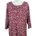 J Jill Women's Pink Floral Scoop Neck 3/4 Sleeve Tee Shirt - L