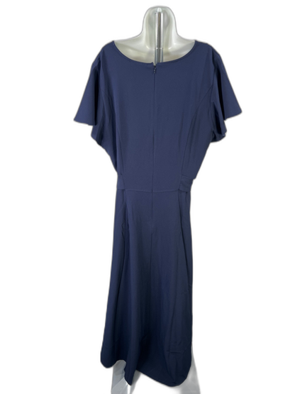 Lane Bryant Women's Blue Flutter Sleeve Tie Waist High Low Maxi Dress - 22 image 2