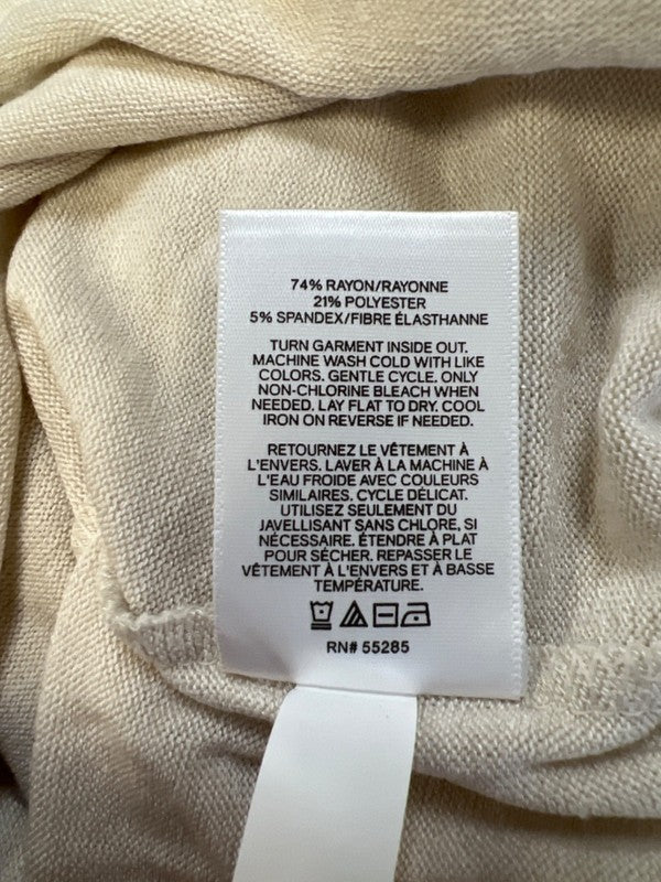 Express One Eleven Women's Ivory/Beige Short Sleeve V-Neck Plush Shirt - XS image 4