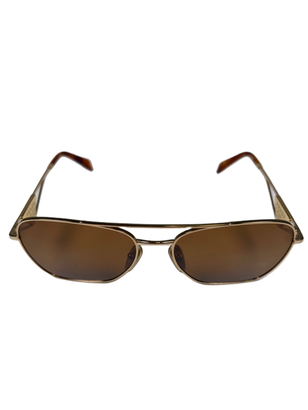 Prada Women's Gold-Tone Metal Frame W/ Dark Brown Lenses Sunglasses image 2