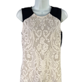 BCBGMaxazria Women's Beige/Black Sleeveless Lace Accent Semi-Sheer Blouse - S