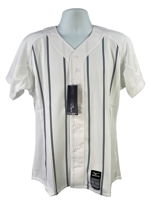 Mizuno Men's White Pinstripe Performance Pro Short Sleeve Baseball Jersey - S