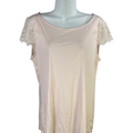 White House Black Market Women's Pink/Ivory Sequin Short Cap Sleeve Shirt - M
