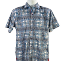 Daniel Hechter Paris Men's Blue Floral Short Sleeve Button Up Shirt - M
