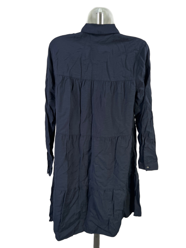 J.Jill Women’s Blue Long Sleeve Button Up Tiered Mini Shirt Dress - XS image 2