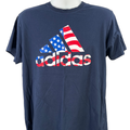 Adidas Men's Navy Blue American Flag Logo Short Sleeve Golf Tee Shirt - XL