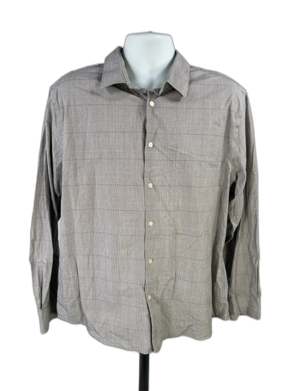 Banana Republic Men's Gray Plaid Untucked Fit Button Up Shirt - XL