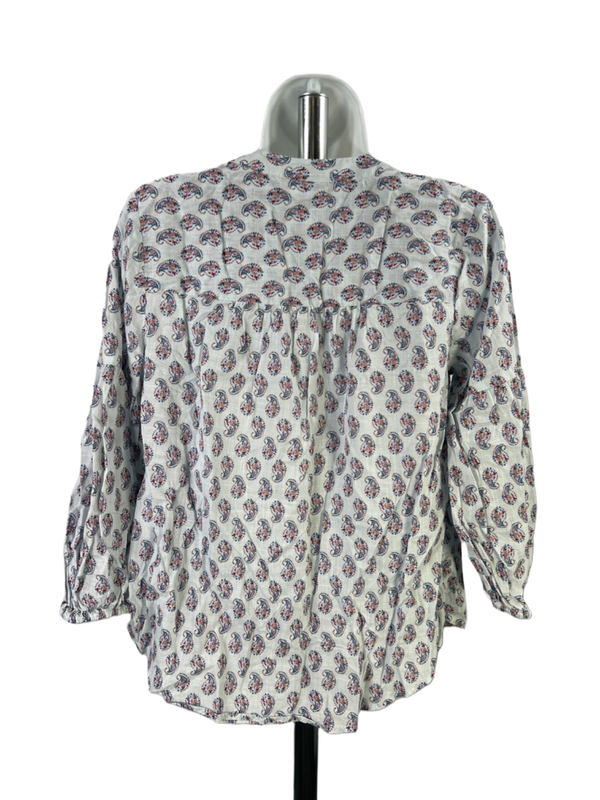 J Jill Women's Gray Paisley V Neck Long Sleeve Button Up Shirt - XS image 2