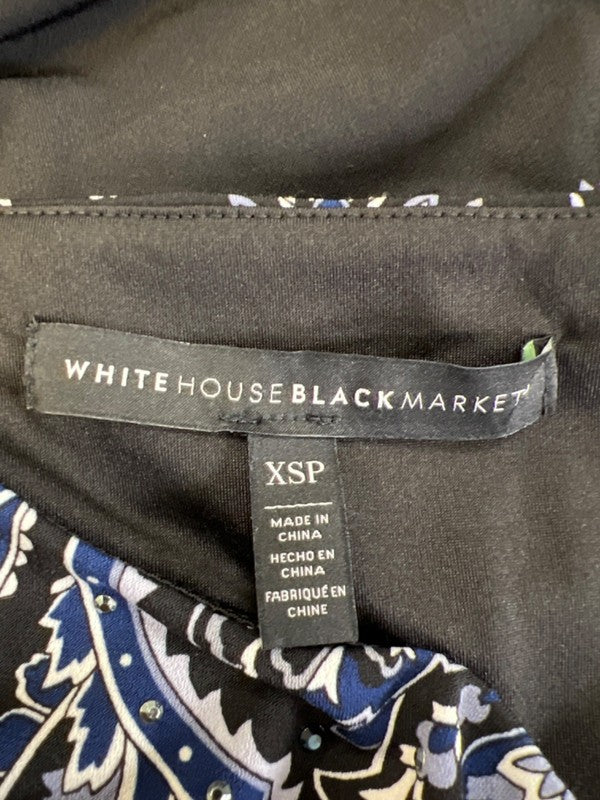 White House Black Market Women's Black/Blue Paisley Mini Dress - XS Petite image 3