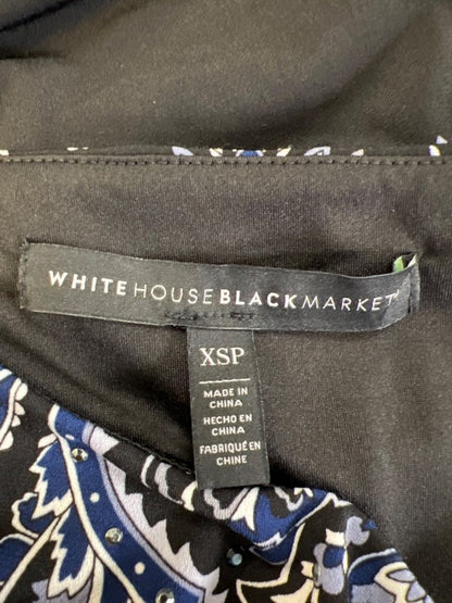 White House Black Market Women's Black/Blue Paisley Mini Dress - XS Petite image 3