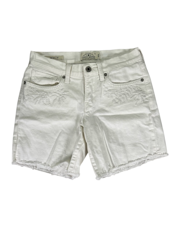 Lucky Brand Women's White Embroidered The Roll Up Denim Jean Shorts - 00/24