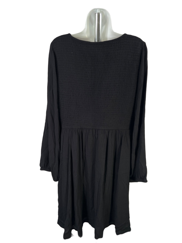 Torrid Women's Black Babydoll Smocked Bodice Long Sleeve Mini Dress - 2 Plus image 2