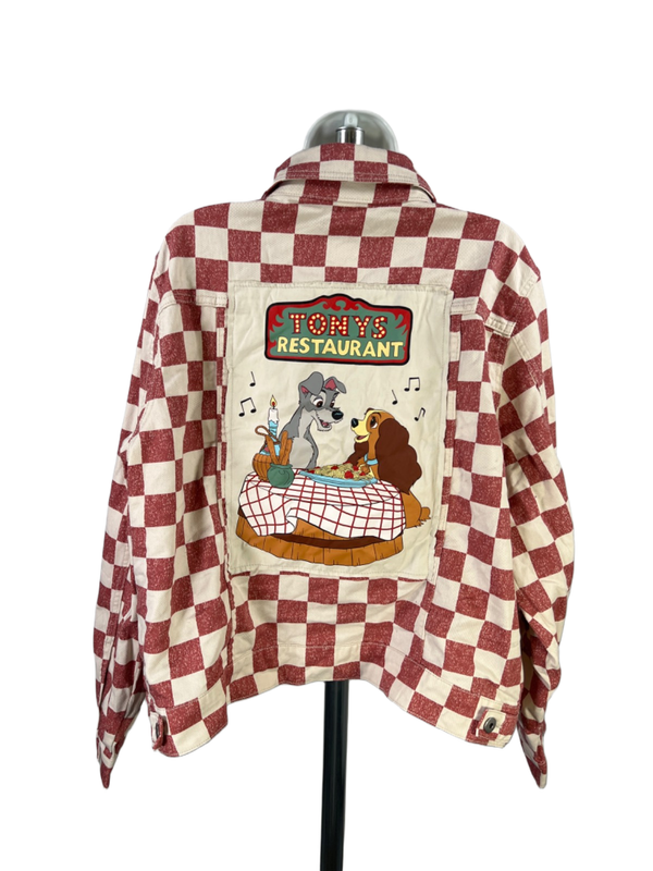 Disney Lady and the Tramp Red Tony's Restaurant Checkered Denim Jacket - 2X image 2