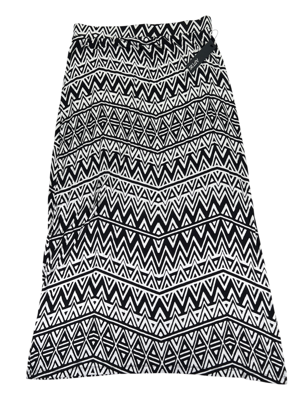 Apt 9 Women's Black/White Geometric Print Flowy Side Slit Maxi Skirt - L