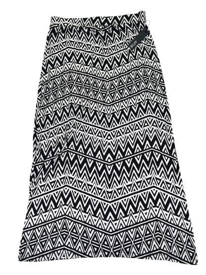 Apt 9 Women's Black/White Geometric Print Flowy Side Slit Maxi Skirt - L