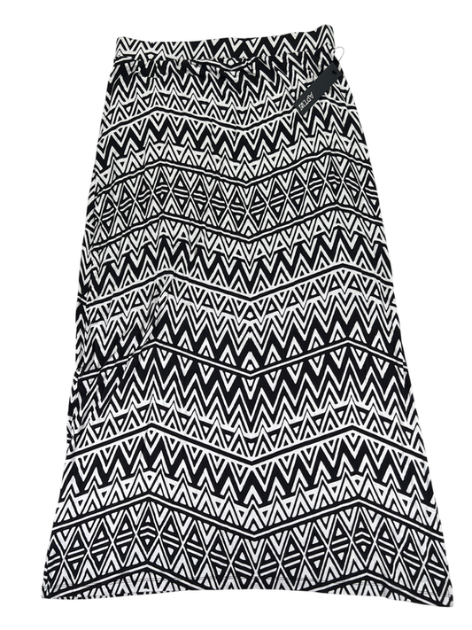 Apt 9 Women's Black/White Geometric Print Flowy Side Slit Maxi Skirt - L