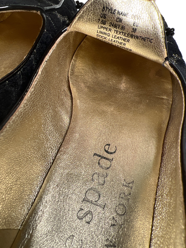 Kate Spade Women's Black/Gold Metallic Floral Slip On Devi Loafer Flats - 7.5 image 7