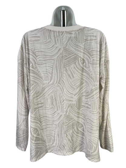 Garnet Hill Women's White/Gray Long Sleeve T-Shirt - M image 2