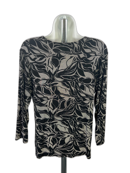 Chico's Women's Black/Gray V-Neck 3/4 Sleeve Blouse - 1/US M image 2