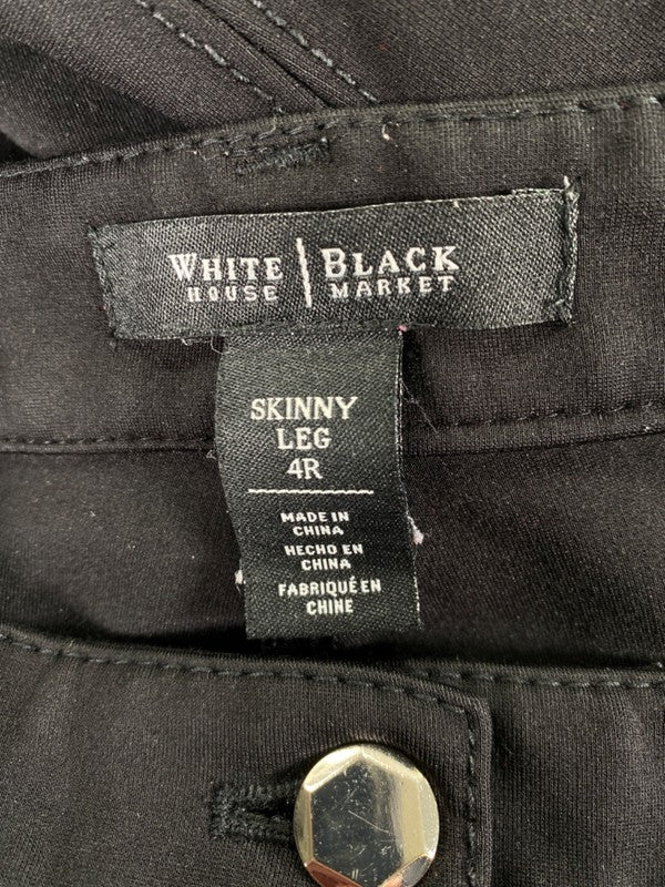 White House Black Market Women's Black Skinny Leg Stretch Pants - 4 R image 3