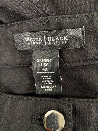 White House Black Market Women's Black Skinny Leg Stretch Pants - 4 R image 3