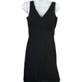 Ann Taylor Women's Black Textured A-Line Sleeveless Midi Dress - 4