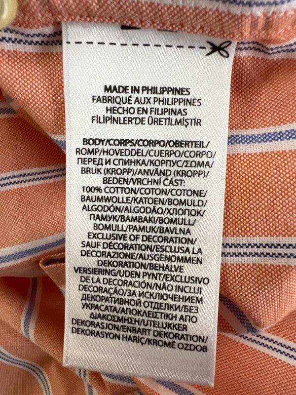 Ralph Lauren Men's Orange/Blue Striped Classic Fit Button Up Shirt - L image 4