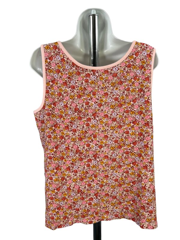 Lands End Women's Pink Floral Scoop Neck Sleeveless Tank Top - L image 2