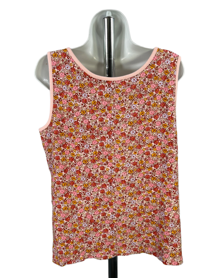 Lands End Women's Pink Floral Scoop Neck Sleeveless Tank Top - L image 2