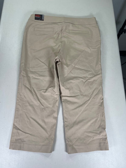 Briggs Women's Tan Pull On Comfort Waistband High Rise Capri Pants - 12 image 2