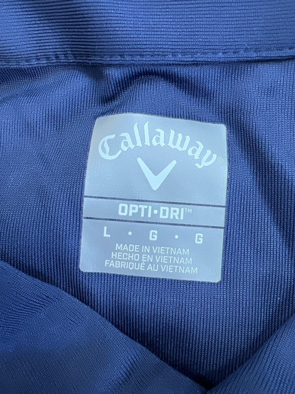 Callaway Men’s Blue Striped Opti-Dri Short Sleeve Golf Polo - L image 3