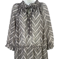Banana Republic Women's Gray Semi-Sheer 3/4 Sleeve Blouse - XL