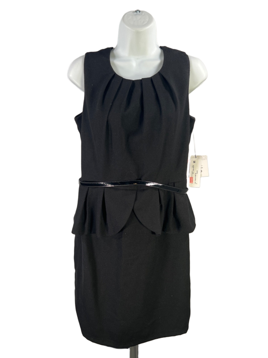 Liz Claiborne Women's Black Shirred Belted Layered Sleeveless Midi Dress - 6