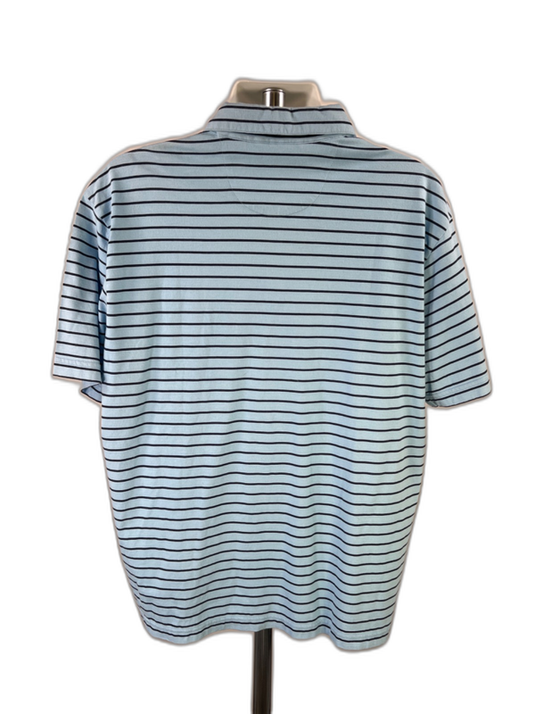 Chaps Men's Blue Striped Short Sleeve Polo Shirt - XXL image 2