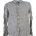 Vineyard Vines Men's Blue/White Linen Striped Long Sleeve Button Up Shirt - S