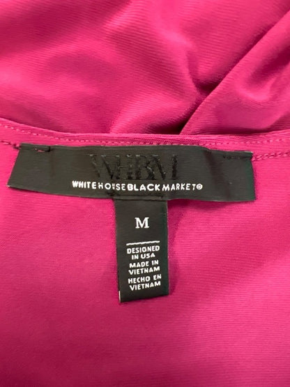 White House Black Market Women's Purple V Neck Pleat Detail Sleeveless Shirt - M image 3
