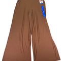 Three Dots Women's Brown Pull On Wide Leg Stretch Waist Pants - L