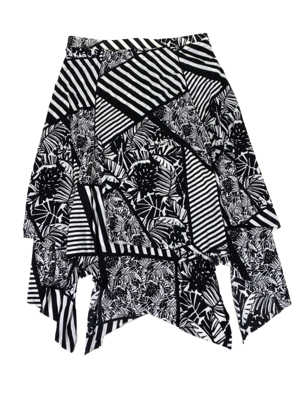 Chico's Women's Black/White Geometric Pull On Layered Skirt - 2/US L
