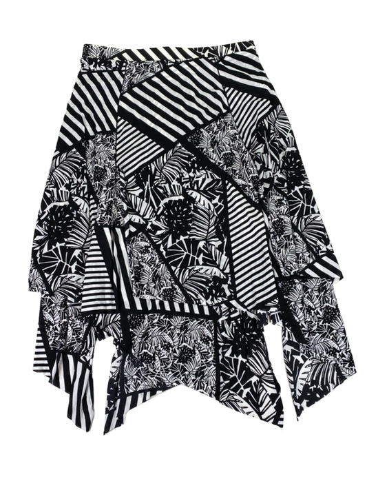 Chico's Women's Black/White Geometric Pull On Layered Skirt - 2/US L