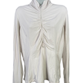 IBKUL Women's White Mesh Armpit 1/2 Zip Long Sleeve Athletic Shirt - S