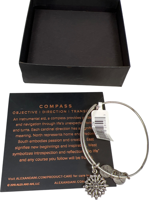 Alex and Ani Women’s Silver Tone Compass Bangle Bracelet image 5