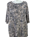J. Jill Women's Multi-Color Shadow Water Boat Neck 3/4 Sleeve Tunic Top - L