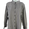 White House Black Market Women's Black/White Striped Button Up - 3/US XL