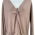 White House Black Market Women’s Gray V-Back Long Sleeve Sweater - S