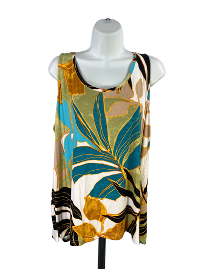 Chico's Women's Multicolor Floral Scoop Neck Sleeveless Shirt - 3/US XL