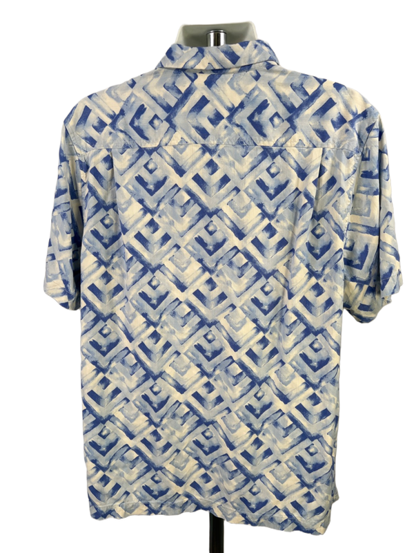 Tommy Bahama Men's Blue/White Silk Short Sleeve Button Up Shirt - XL image 2