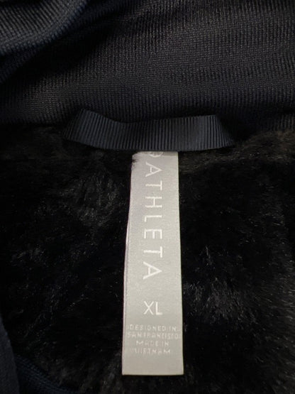 Athleta Women's Navy Blue Triumph Luxe Shine Faux Fur Zip Up Hoodie Jacket - XL image 3