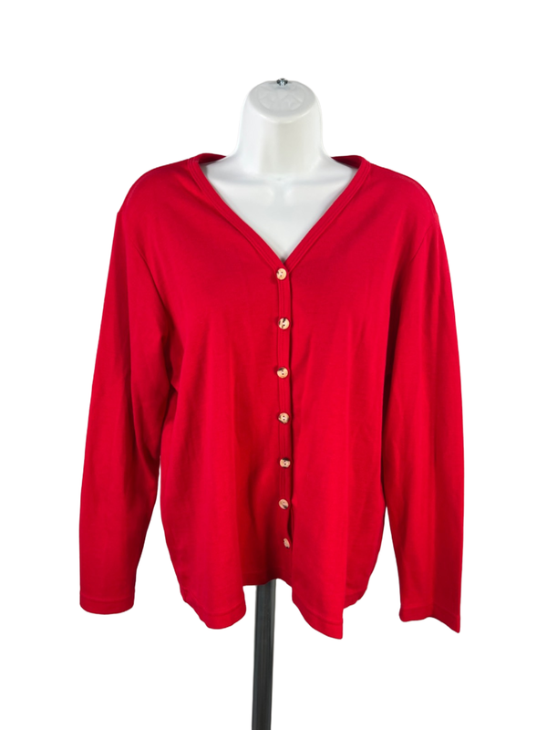 Coldwater Creek Women's Red Midi Dress And Long Sleeve Button Up Shirt- M Petite